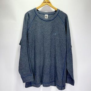 The North Face Wool Cotton Blend Pullover Crewneck Sweater Winter Navy